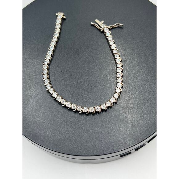 ROSS SIMON 925 Sterling SilverVintage Topaz Swirl CZ Tennis Bracelet Sz 7 - Picture 11 of 13